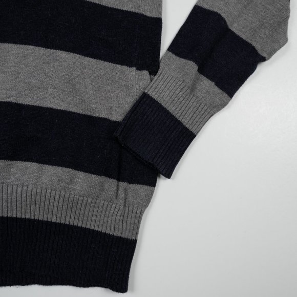 BANANA REPUBLIC grey navy asymmetrical turtle neck sweater size S - Picture 4 of 10